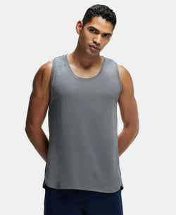 Super Combed Cotton Blend Solid Performance Tank Top with Breathable Mesh - Quiet Shade-1