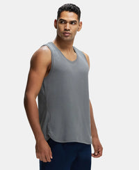 Super Combed Cotton Blend Solid Performance Tank Top with Breathable Mesh - Quiet Shade-2
