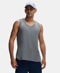 Super Combed Cotton Blend Solid Performance Tank Top with Breathable Mesh - Quiet Shade-5