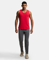Super Combed Cotton Blend Solid Performance Tank Top with Breathable Mesh - Team Red-4
