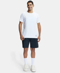 Polyester Stretch Straight Fit Solid Shorts with Pockets and StayFresh Treatment - Black-4