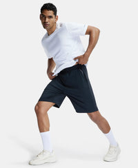 Polyester Stretch Straight Fit Solid Shorts with Pockets and StayFresh Treatment - Black-6
