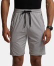 Microfiber Elastane Stretch Solid Shorts with Zipper Media Pocket and StayFresh Treatment - Light Steel Grey-1