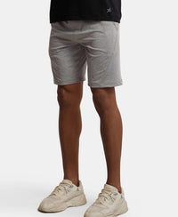 Microfiber Elastane Stretch Solid Shorts with Zipper Media Pocket and StayFresh Treatment - Light Steel Grey-5