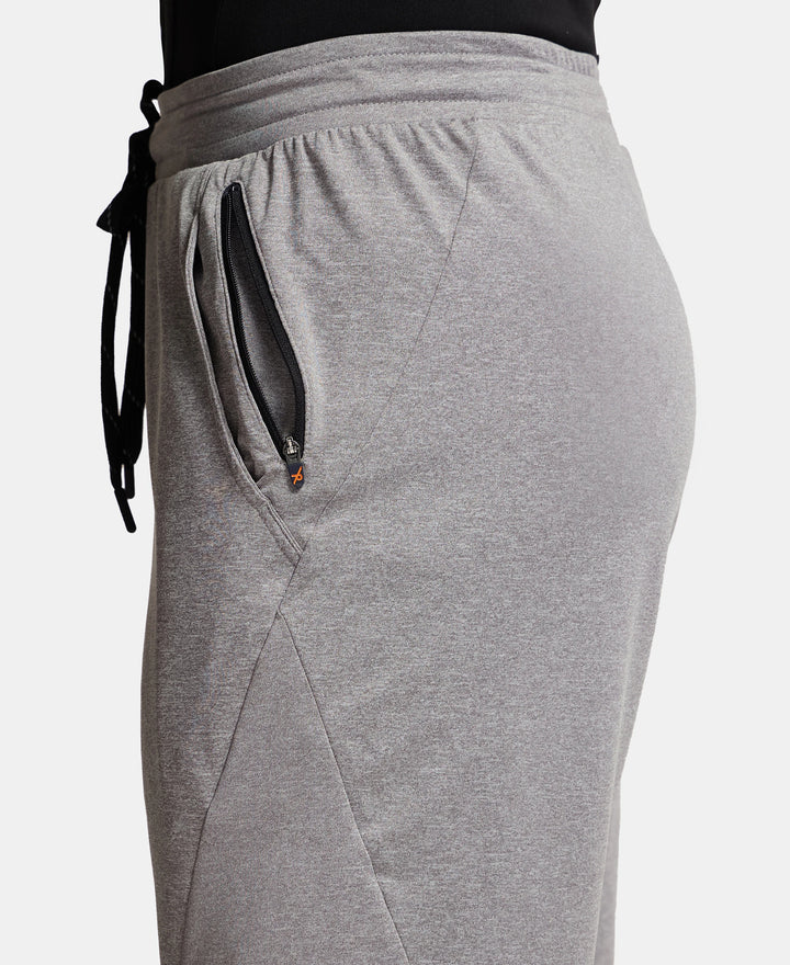 Microfiber Elastane Stretch Solid Shorts with Zipper Media Pocket and StayFresh Treatment - Light Steel Grey-7