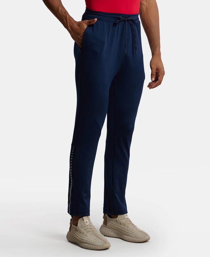 Microfiber Elastane Stretch Trackpant with Zipper Pockets and StayFresh Treatment - Navy-2