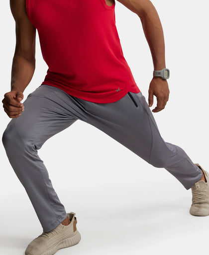 Microfiber Elastane Stretch Trackpant with Zipper Pockets and StayFresh Treatment - Quiet Shade-5