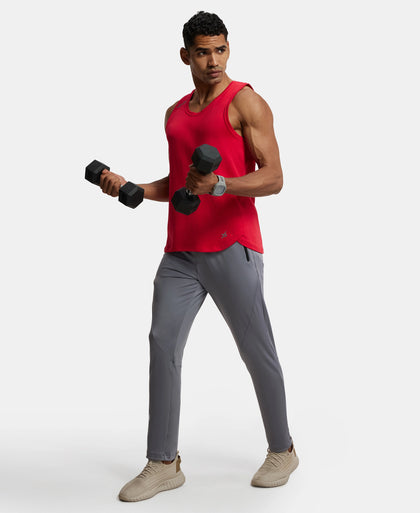 Microfiber Elastane Stretch Trackpant with Zipper Pockets and StayFresh Treatment - Quiet Shade-6