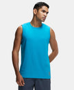 Super Combed Cotton Blend Round Neck Muscle Tee with Breathable Mesh - Caribbean Sea-1