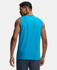 Super Combed Cotton Blend Round Neck Muscle Tee with Breathable Mesh - Caribbean Sea-3