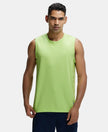 Super Combed Cotton Blend Round Neck Muscle Tee with Breathable Mesh - Green Glow-1