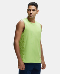 Super Combed Cotton Blend Round Neck Muscle Tee with Breathable Mesh - Green Glow-2