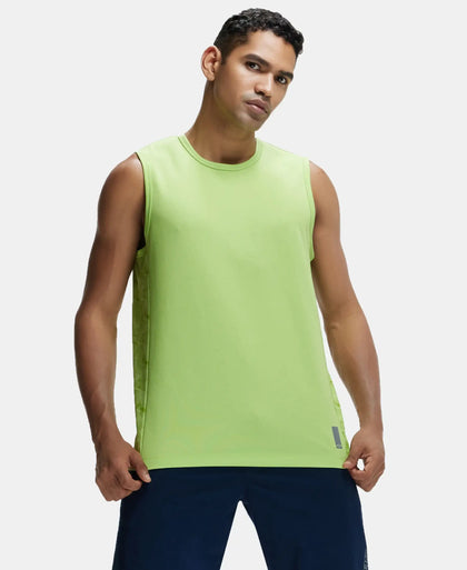 Super Combed Cotton Blend Round Neck Muscle Tee with Breathable Mesh - Green Glow-5