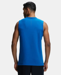 Super Combed Cotton Blend Round Neck Muscle Tee with Breathable Mesh - Move Blue-3