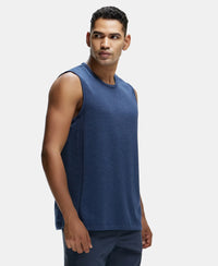 Super Combed Cotton Blend Round Neck Muscle Tee with Breathable Mesh - Navy Melange-2