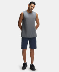 Super Combed Cotton Blend Round Neck Muscle Tee with Breathable Mesh - Quiet Shade-4