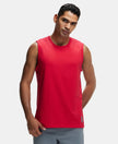 Super Combed Cotton Blend Round Neck Muscle Tee with Breathable Mesh - Team Red-1