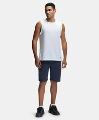 Super Combed Cotton Blend Round Neck Muscle Tee with Breathable Mesh - White-4