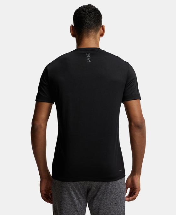 Microfiber Fabric Round Neck Half Sleeve T-Shirt with Breathable Mesh - Black-3