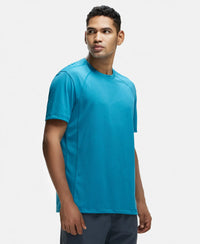 Microfiber Fabric Round Neck Half Sleeve T-Shirt with Breathable Mesh - Caribbean Sea-2