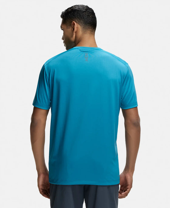 Microfiber Fabric Round Neck Half Sleeve T-Shirt with Breathable Mesh - Caribbean Sea-3