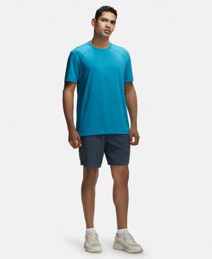 Microfiber Fabric Round Neck Half Sleeve T-Shirt with Breathable Mesh - Caribbean Sea-4