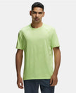 Microfiber Fabric Round Neck Half Sleeve T-Shirt with Breathable Mesh - Green Glow-1