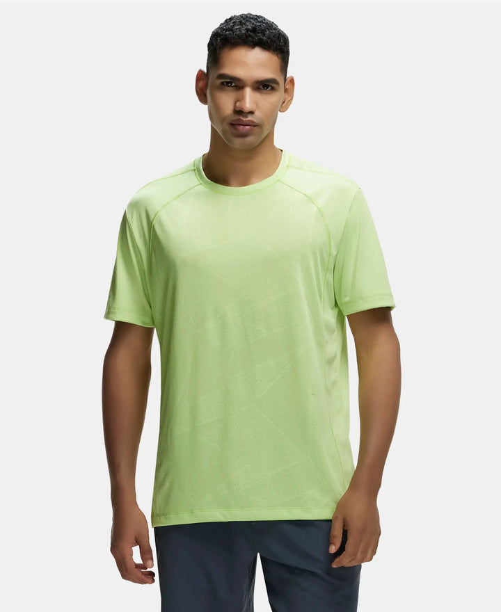 Microfiber Fabric Round Neck Half Sleeve T-Shirt with Breathable Mesh - Green Glow-1