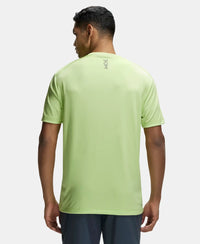 Microfiber Fabric Round Neck Half Sleeve T-Shirt with Breathable Mesh - Green Glow-3