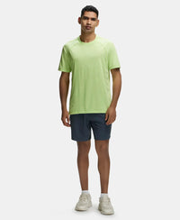 Microfiber Fabric Round Neck Half Sleeve T-Shirt with Breathable Mesh - Green Glow-4