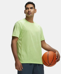 Microfiber Fabric Round Neck Half Sleeve T-Shirt with Breathable Mesh - Green Glow-5