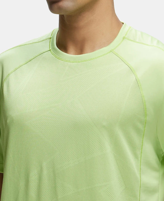 Microfiber Fabric Round Neck Half Sleeve T-Shirt with Breathable Mesh - Green Glow-6