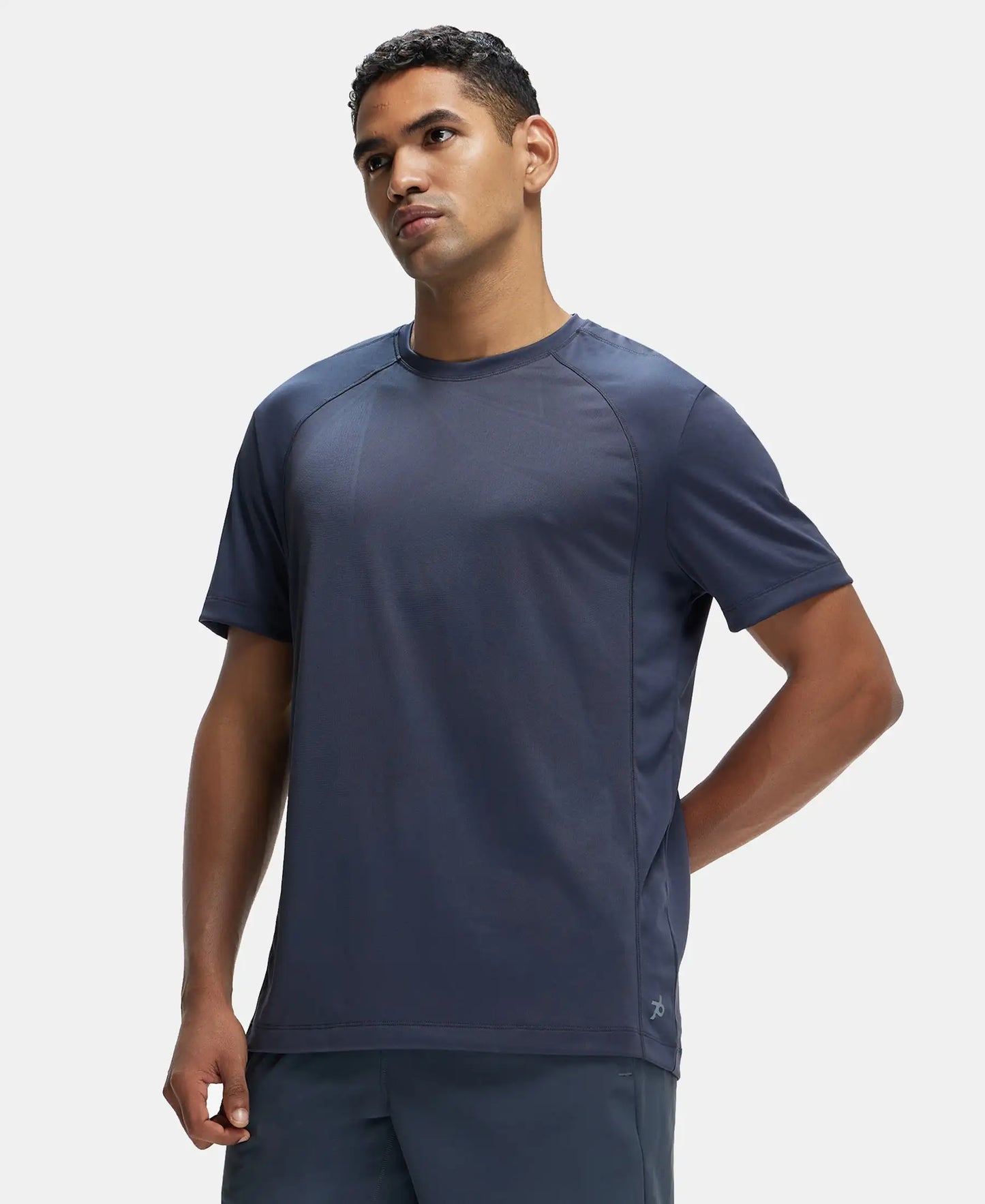 Microfiber Fabric Round Neck Half Sleeve T-Shirt with Breathable Mesh - Graphite-5