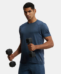 Microfiber Fabric Round Neck Half Sleeve T-Shirt with Breathable Mesh - Mid Night Navy-5