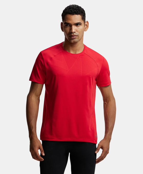 Microfiber Fabric Round Neck Half Sleeve T-Shirt with Breathable Mesh - Team Red-1