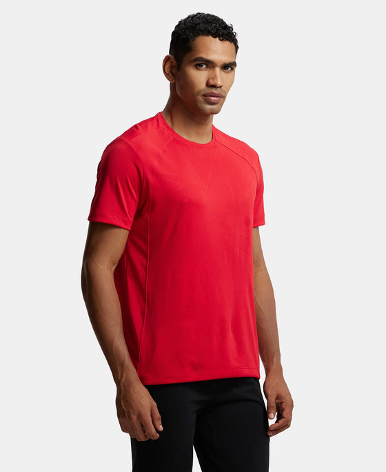 Microfiber Fabric Round Neck Half Sleeve T-Shirt with Breathable Mesh - Team Red-2