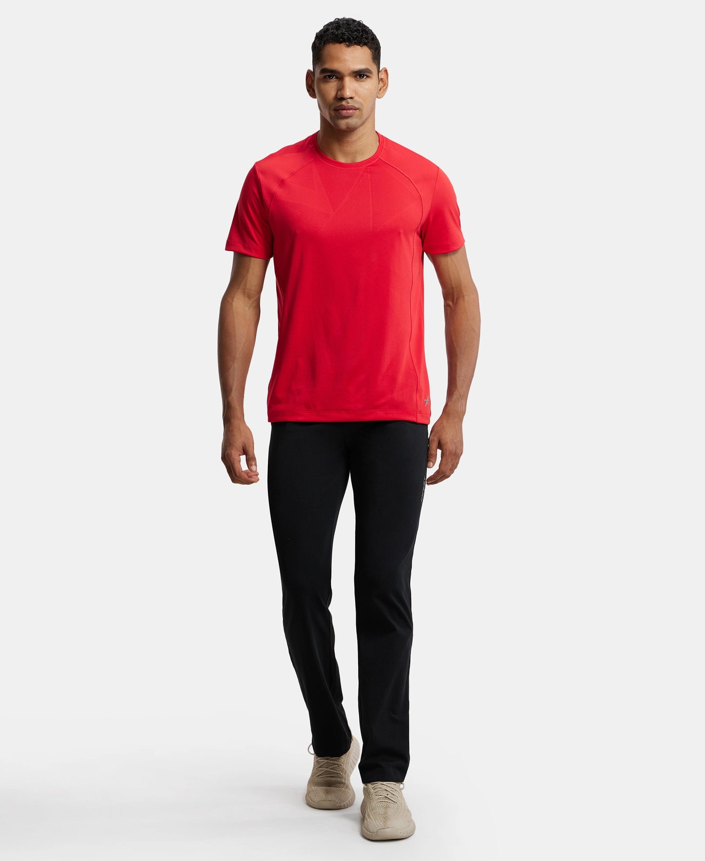 Microfiber Fabric Round Neck Half Sleeve T-Shirt with Breathable Mesh - Team Red-4