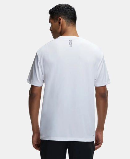 Microfiber Fabric Round Neck Half Sleeve T-Shirt with Breathable Mesh - White-3