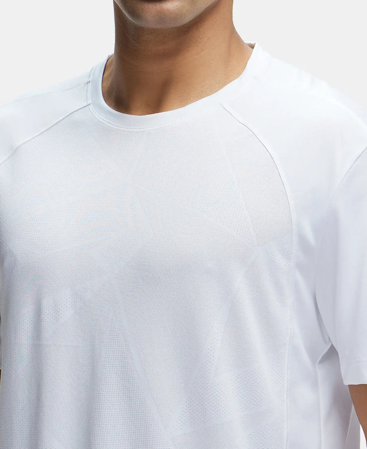 Microfiber Fabric Round Neck Half Sleeve T-Shirt with Breathable Mesh - White-6