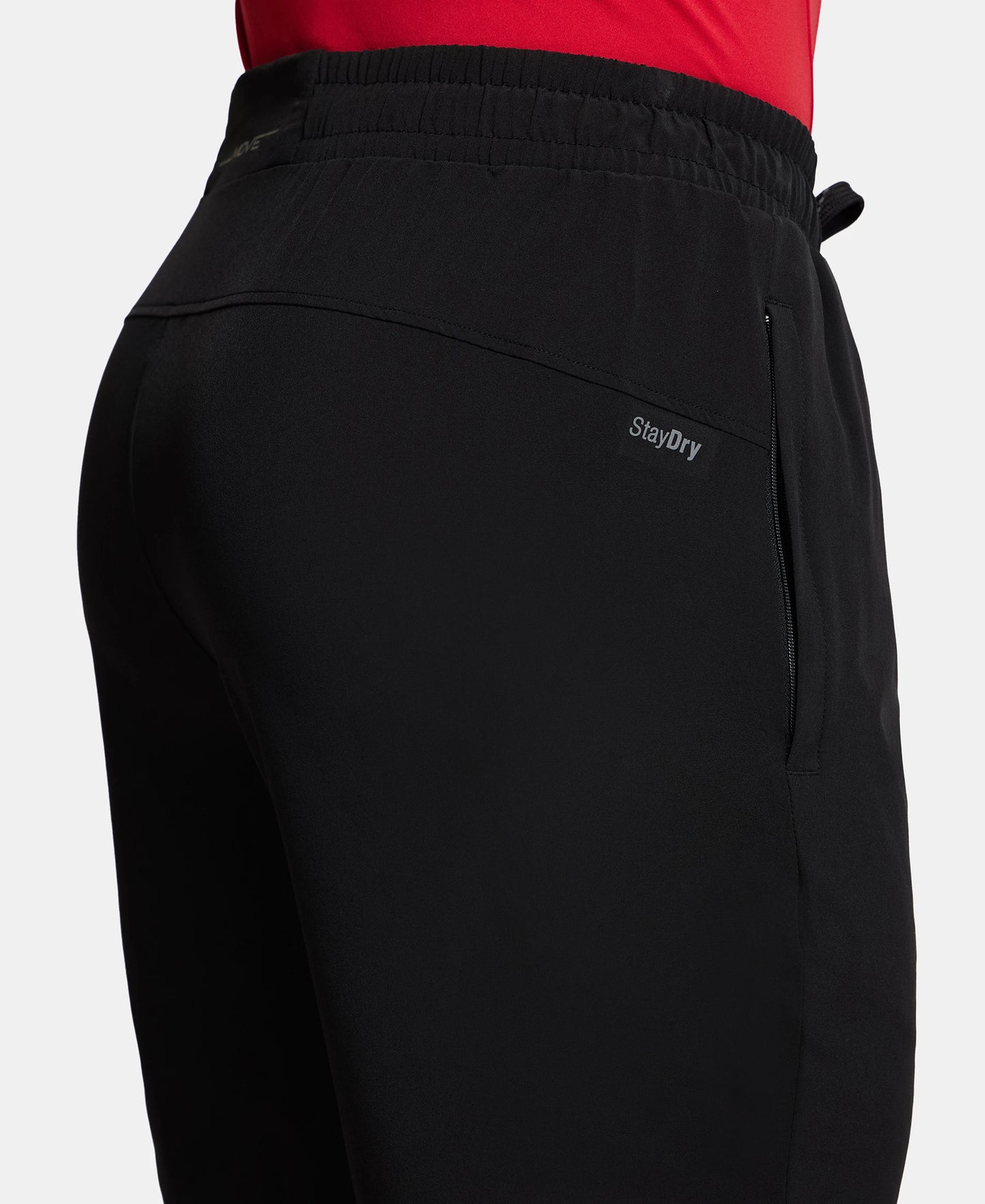 Recycled Microfiber Elastane Stretch Solid Shorts with Zipper Pocket and StayFresh Treatment - Black-7