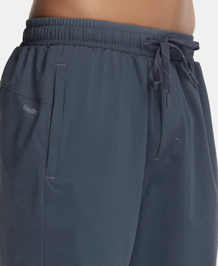 Recycled Microfiber Elastane Stretch Solid Shorts with Zipper Pocket and StayFresh Treatment - Graphite-7