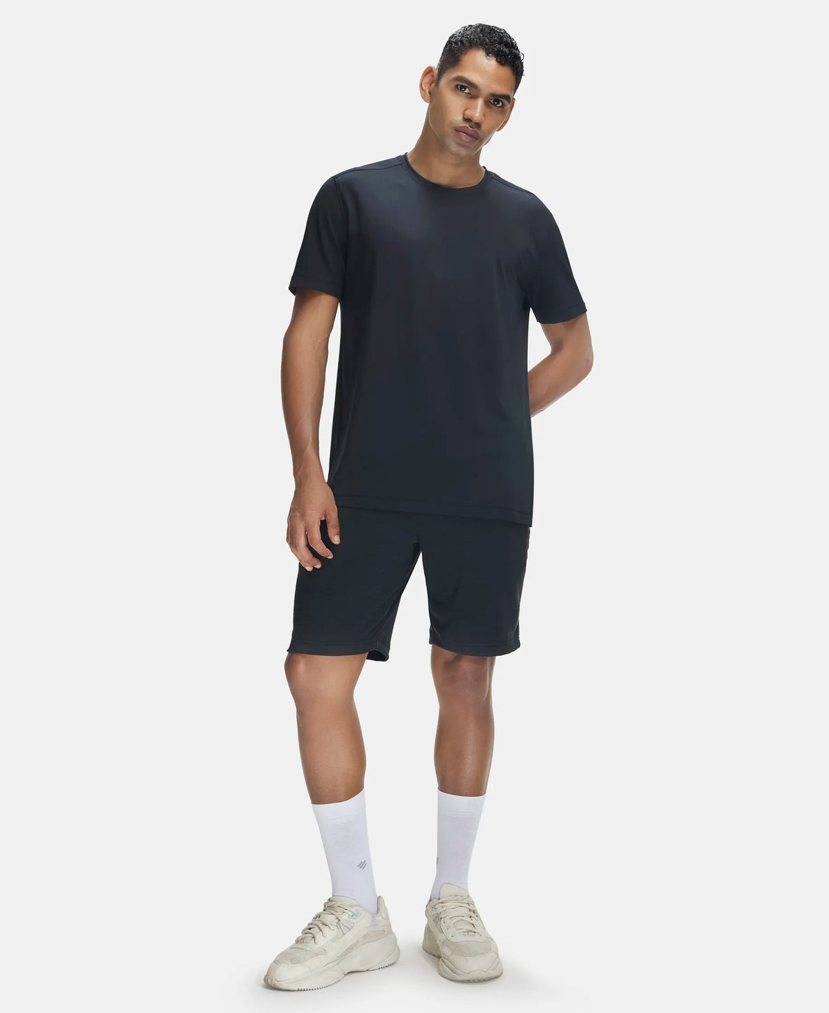 Lightweight Microfiber Shorts with Zipper Pockets and StayFresh Treatment - Black-4