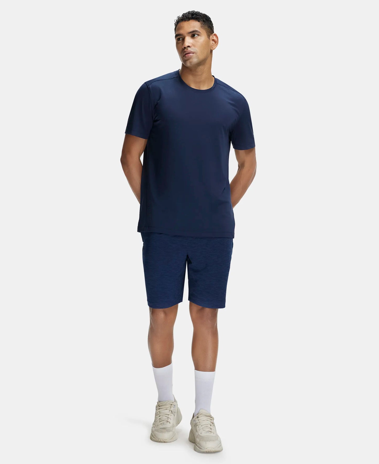 Lightweight Microfiber Shorts with Zipper Pockets and StayFresh Treatment - Navy-6
