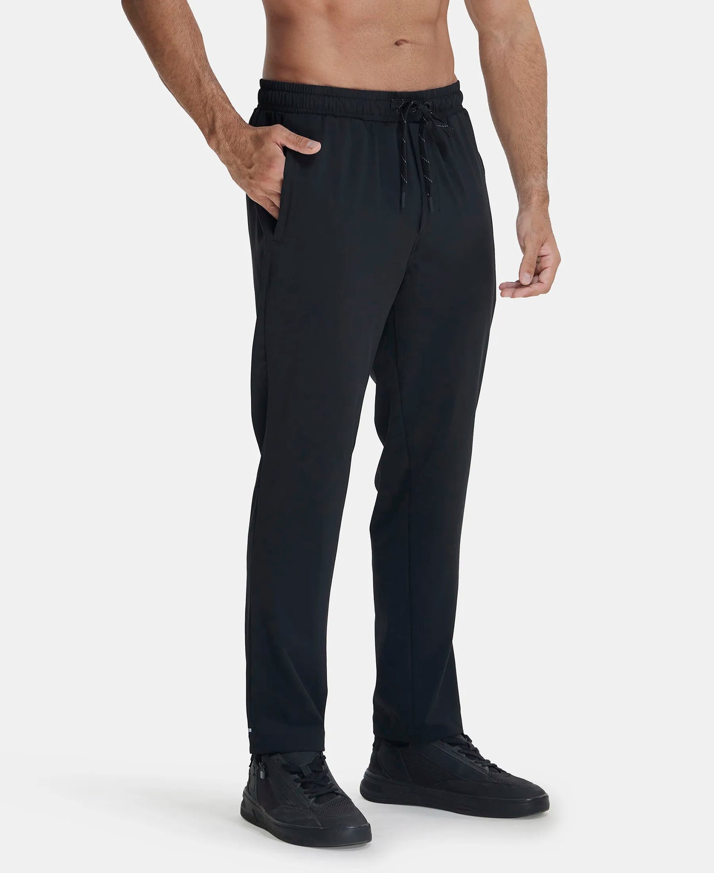 Recycled Microfiber Elastane Stretch Trackpant with Zipper Pockets and StayFresh Treatment - Black-2