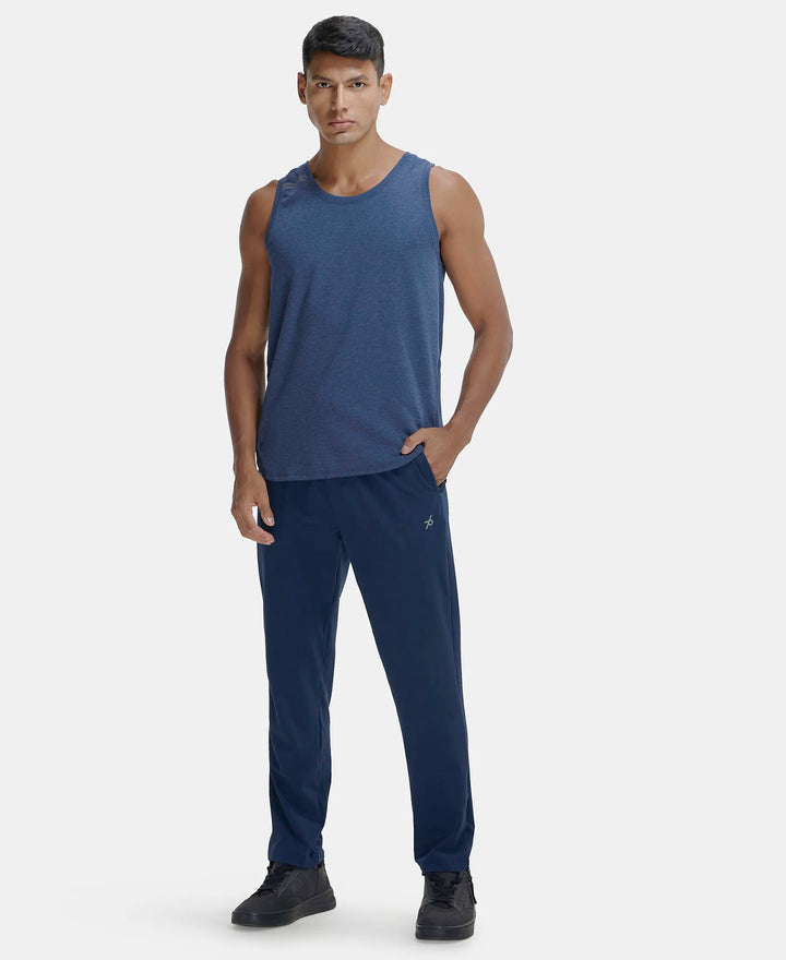 Recycled Microfiber Elastane Stretch Trackpant with Zipper Pockets and StayFresh Treatment - Navy-4