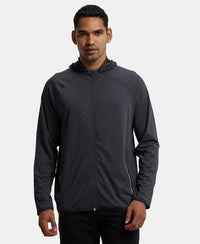 Microfiber Elastane Stretch Performance Hoodie Jacket with StayDry and StayFresh Technology - Graphite-1