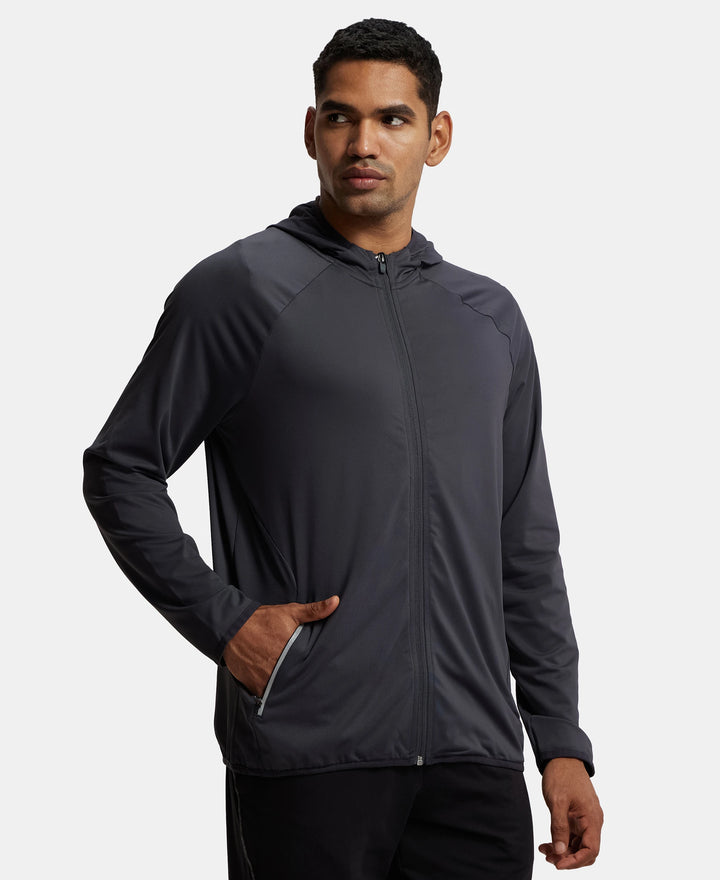 Microfiber Elastane Stretch Performance Hoodie Jacket with StayDry and StayFresh Technology - Graphite-2