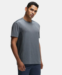 Recycled Microfiber Elastane Stretch Half Sleeve Round Neck T-Shirt with Breathable Mesh - Black-2