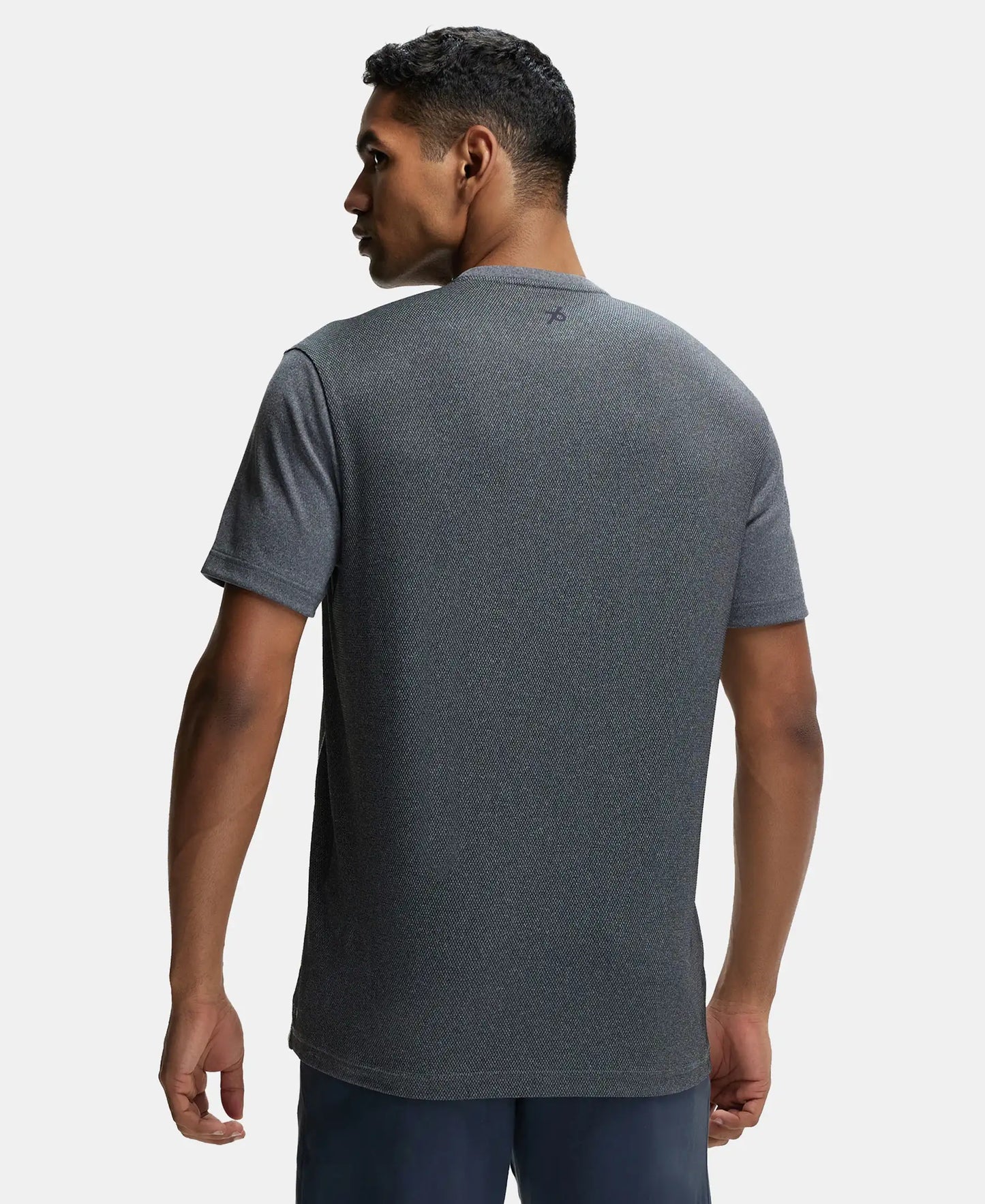Recycled Microfiber Elastane Stretch Half Sleeve Round Neck T-Shirt with Breathable Mesh - Black-3