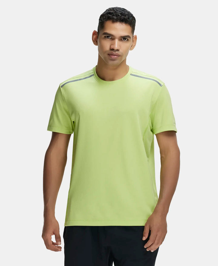 Recycled Microfiber Elastane Stretch Half Sleeve Round Neck T-Shirt with Breathable Mesh - Green Glow-1